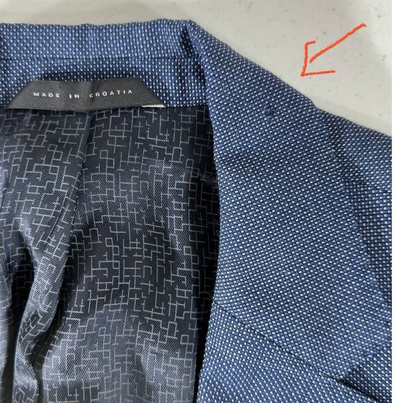 Boss Hugo Boss Mens Blazer Sport Coat Size 38 R Blue Tiny Geometric Viscose READ - Picture 13 of 13